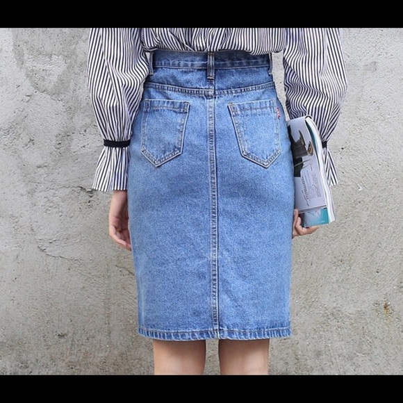 YICHAOYILIANG Button Jean Mom High Waisted Skirt - Picture 5 of 6